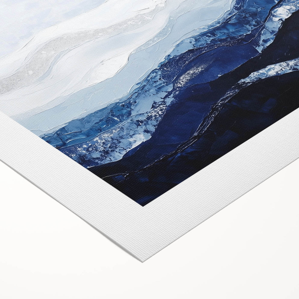 Contemporary Abstract Canvas – Blue and Silver Mountain Art