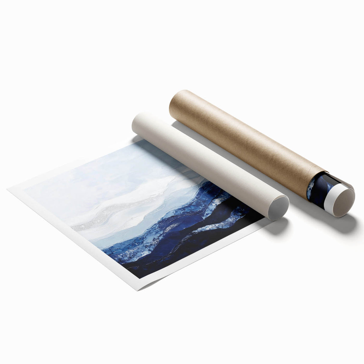Contemporary Abstract Canvas – Blue and Silver Mountain Art