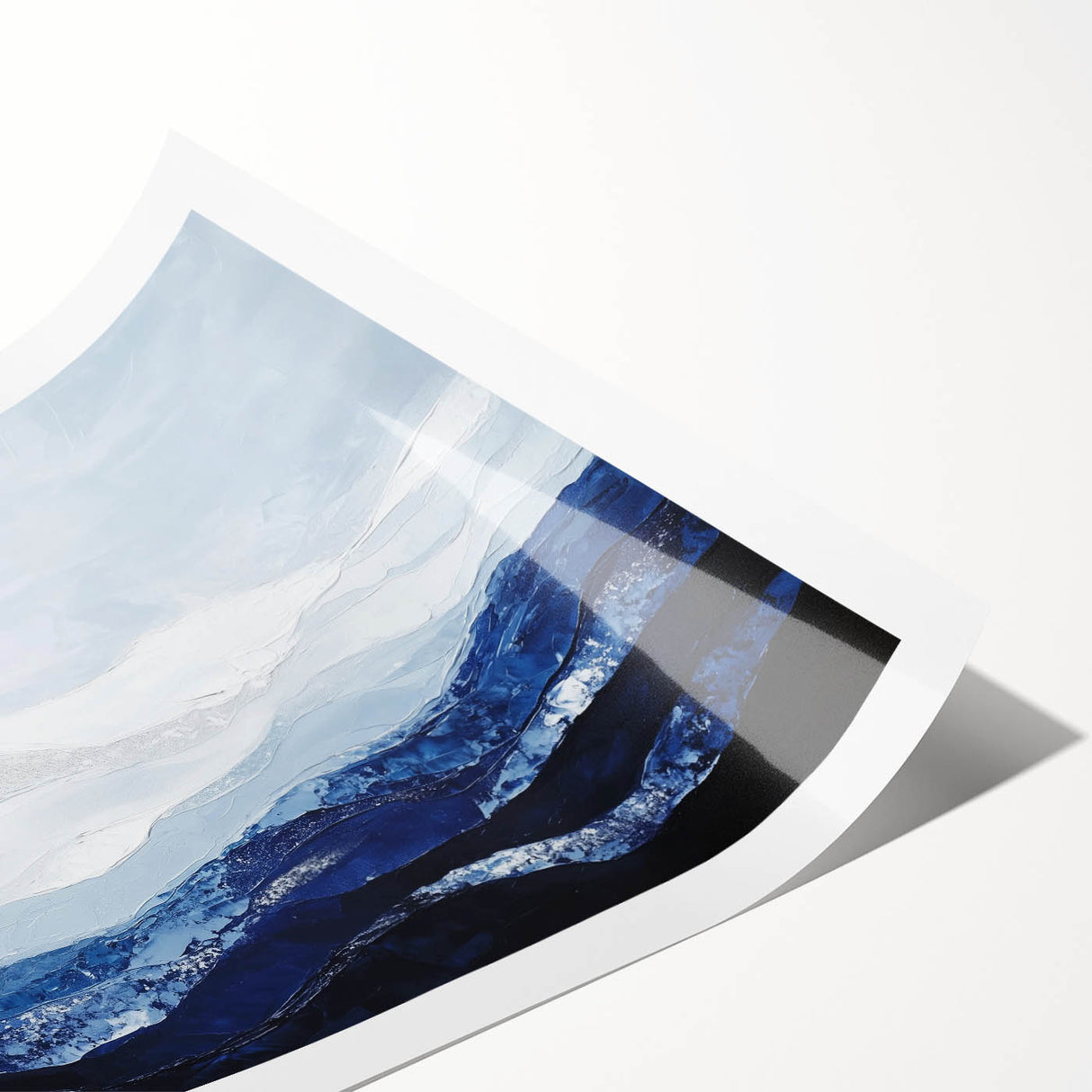 Contemporary Abstract Canvas – Blue and Silver Mountain Art