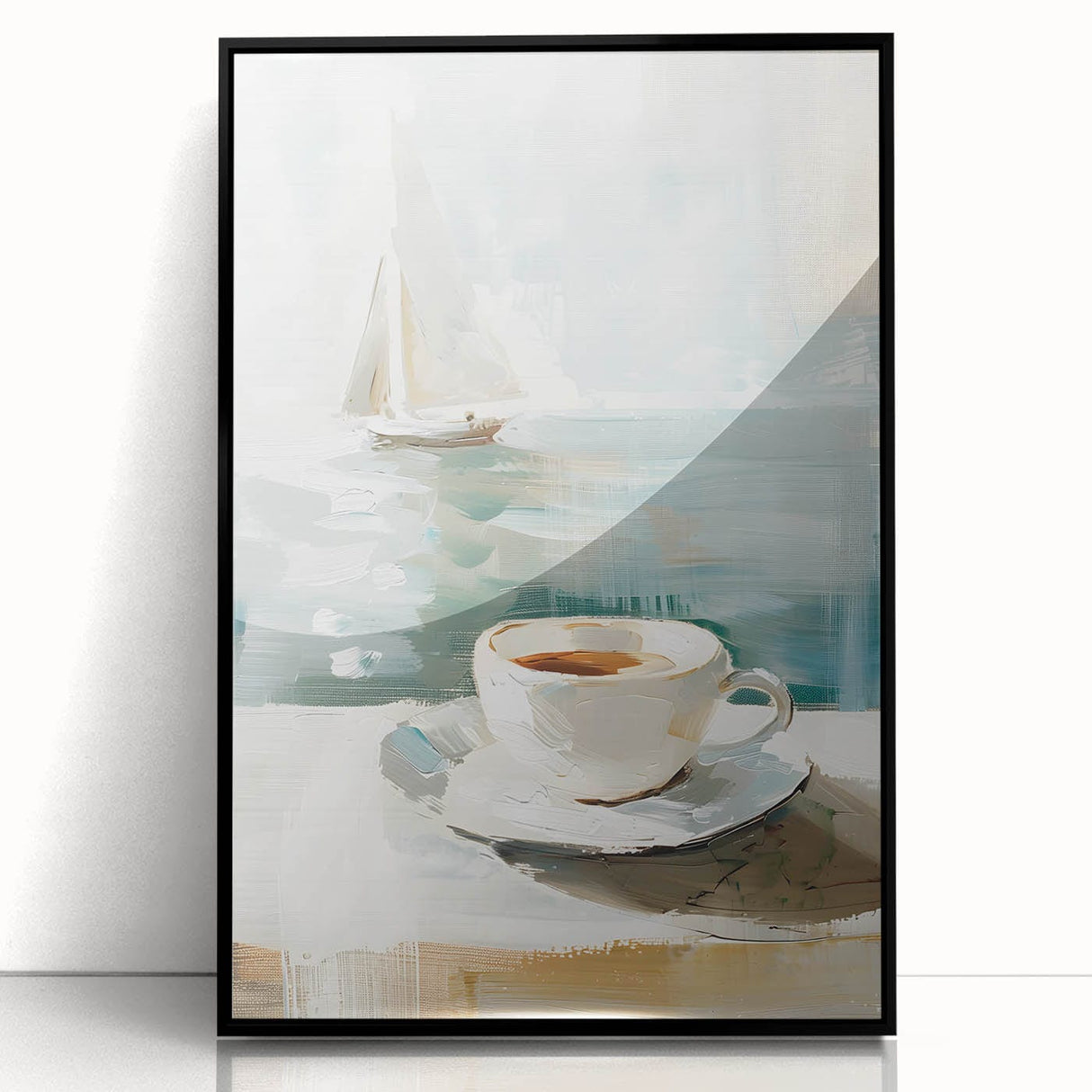 Large abstract wall art in mid-century modernist style, featuring bold black and white acrylic on canvas.