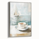 Framed canvas featuring a vintage poster art of a landscape painting in black, ideal for bedroom wall decor.