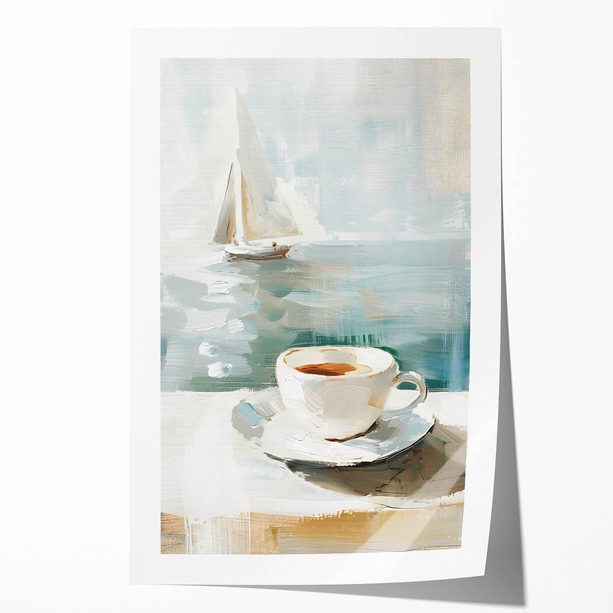 Extra large rolled print of a floral art design in pastel shades, ideal for dining room or bathroom wall decor.