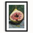 Extra large abstract art print featuring colorful, textured fruits on a black framed canvas, ideal for living room decor.