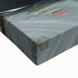 Large art of a black and white landscape painting featuring assorted fruits, on stretched canvas.