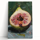 Black and white stretched canvas featuring an assortment of fruits, ideal for kitchen wall art.