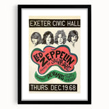 Led Zeppelin Exeter Civic Hall 1968 Poster | Retro Music Wall Art