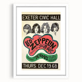 Led Zeppelin Exeter Civic Hall 1968 Poster | Retro Music Wall Art
