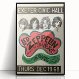 Led Zeppelin Exeter Civic Hall 1968 Poster | Retro Music Wall Art