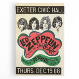 Led Zeppelin Exeter Civic Hall 1968 Poster | Retro Music Wall Art