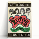 Led Zeppelin Exeter Civic Hall 1968 Poster | Retro Music Wall Art
