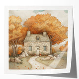 Extra large wall art featuring a fall-themed floral design in warm orange tones on a glossy print.