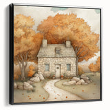 Black and white landscape painting on framed canvas, featuring a vintage poster style, ideal for bedroom decor.