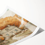 Extra large wall art featuring line art flowers in autumn hues on a rolled canvas, ideal for large living room decor.