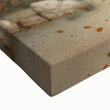 Black and white landscape painting on stretched canvas, depicting a serene tree in autumn, ideal for bedroom wall art.