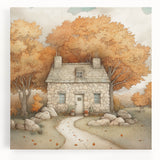 Black and white abstract depiction of autumn trees on a large stretched canvas, suitable for kitchen wall art.