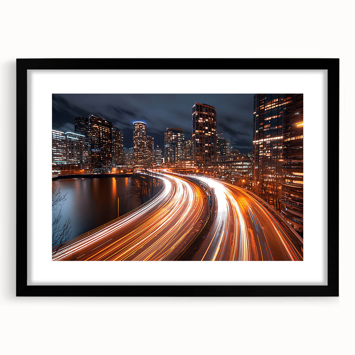 Urban City Light Trails Wall Art – Abstract Night Motion Photography