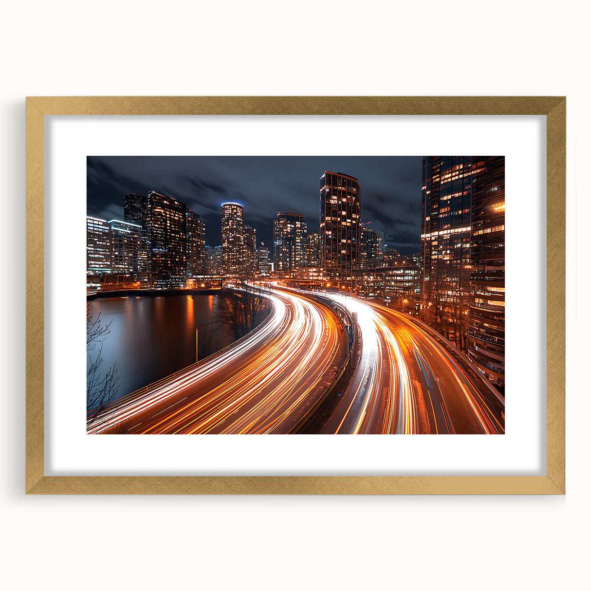 Urban City Light Trails Wall Art – Abstract Night Motion Photography