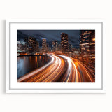 Urban City Light Trails Wall Art – Abstract Night Motion Photography
