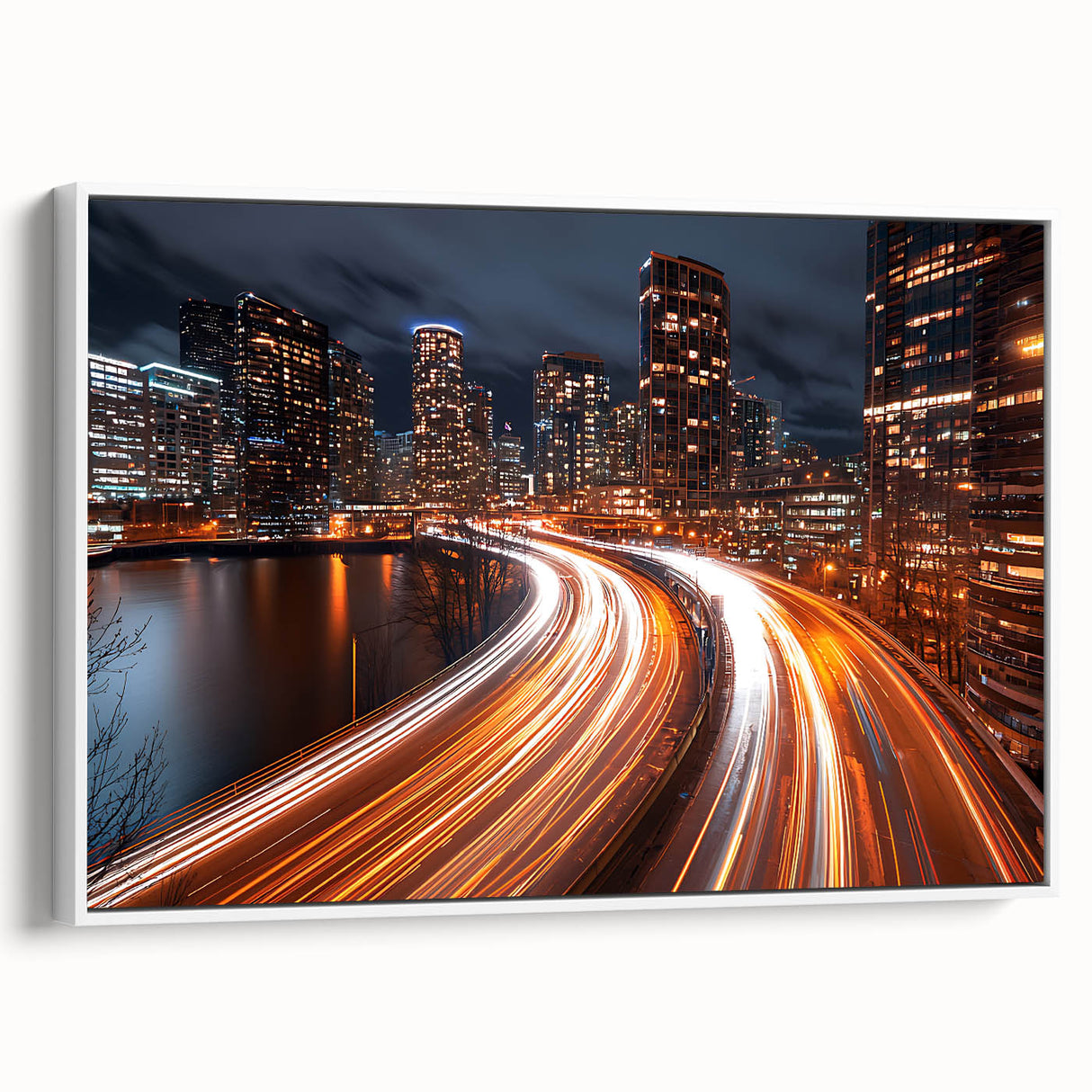 Urban City Light Trails Wall Art – Abstract Night Motion Photography
