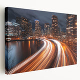Urban City Light Trails Wall Art – Abstract Night Motion Photography