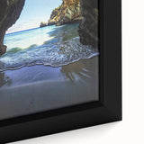 Framed canvas artwork showcasing a close-up view of a vibrant landscape with cave formations, emphasizing intricate textures and earthy tones. Ideal for nature-inspired decor.