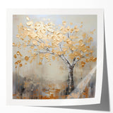 Elegant Dining Room Wall Art – Gold Tree Canvas Print