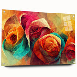Vibrant Abstract Roses – Modern Multicolor Wall Art for Living Room