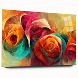 Vibrant Abstract Roses – Modern Multicolor Wall Art for Living Room