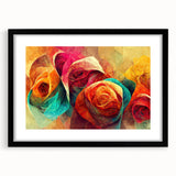 Vibrant Abstract Roses – Modern Multicolor Wall Art for Living Room