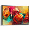 Vibrant Abstract Roses – Modern Multicolor Wall Art for Living Room