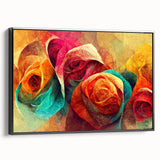 Vibrant Abstract Roses – Modern Multicolor Wall Art for Living Room
