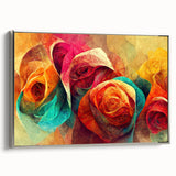 Vibrant Abstract Roses – Modern Multicolor Wall Art for Living Room