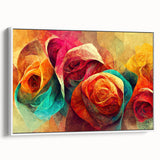 Vibrant Abstract Roses – Modern Multicolor Wall Art for Living Room