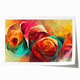 Vibrant Abstract Roses – Modern Multicolor Wall Art for Living Room