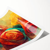 Vibrant Abstract Roses – Modern Multicolor Wall Art for Living Room