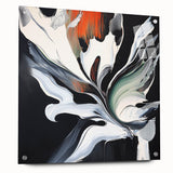 Abstract Office Wall Art - Black, White & Orange Modern Decor
