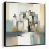 Framed abstract architecture wall art showcasing a striking black design, viewed from the side, perfect for modern home decor and gallery walls.