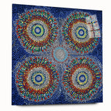 Abstract geometric acrylic glass design showcasing vibrant colors and sharp angles, viewed from the side, perfect for modern home decor and artistic display.