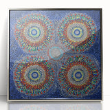 Framed acrylic artwork displaying an abstract geometric design in silver tones, featuring sharp lines and modern aesthetics, perfect for contemporary decor.