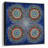 Framed abstract geometric canvas art showcasing a striking black design, viewed from the side, perfect for modern home decor and wall enhancement.