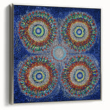 Abstract geometric framed canvas art in silver, showcasing intricate shapes and lines, perfect for modern home decor. Ideal for creating a stylish focal point in any room.