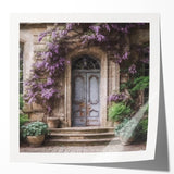 Extra large wall art featuring a detailed floral design on a French door, printed on glossy photo paper.