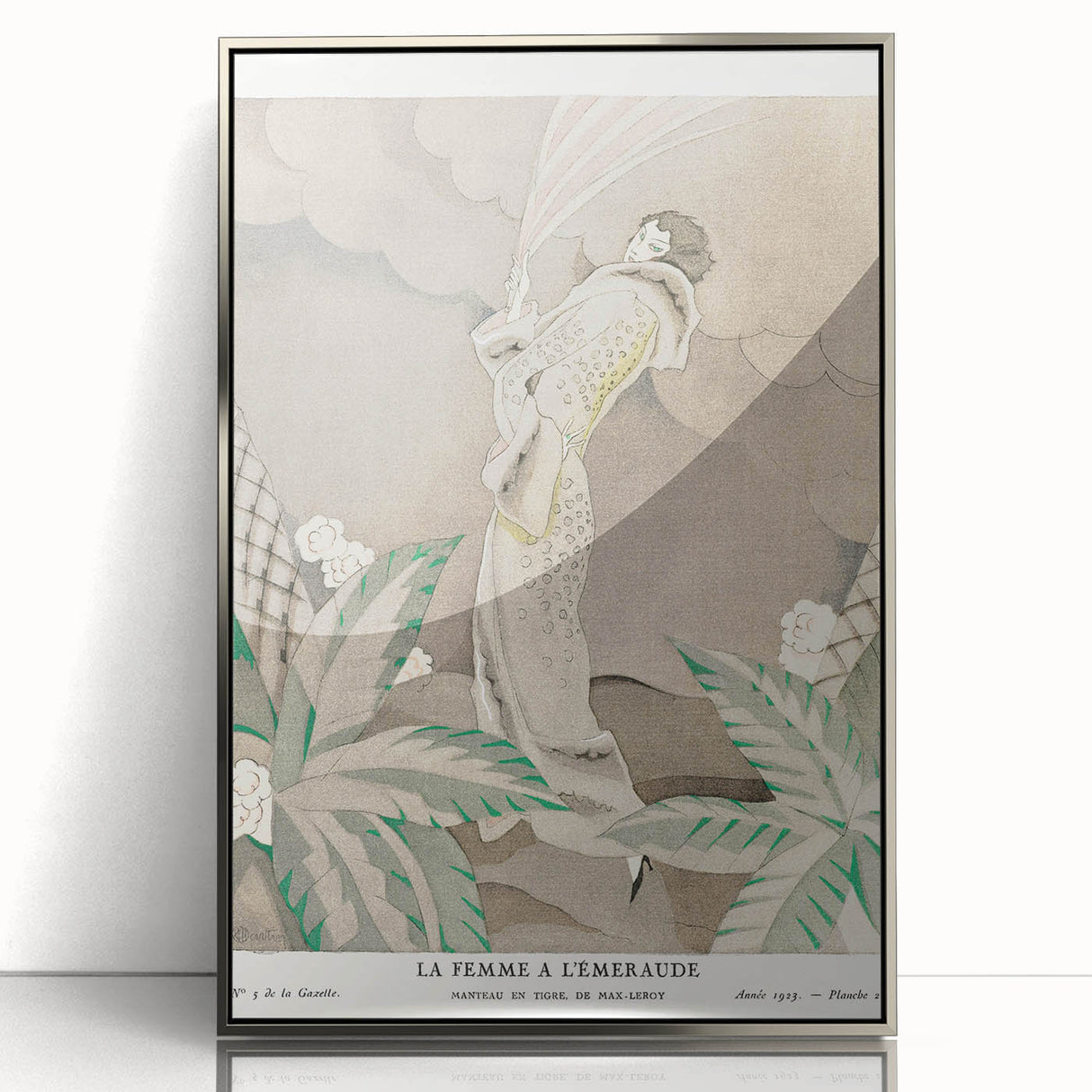 Elegant Art Deco Wall Art – 1920s Fashion Illustration with Emerald Tones