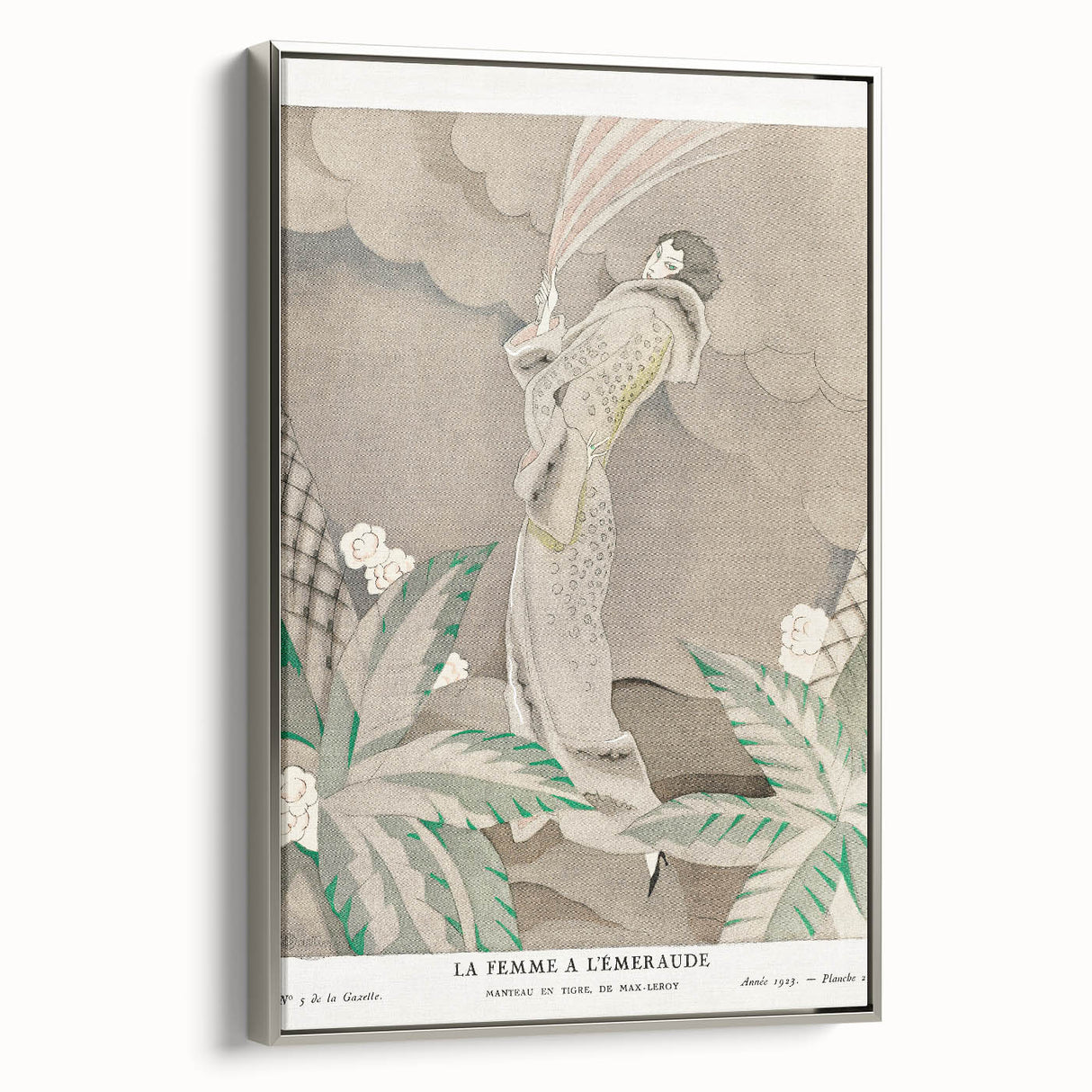 Elegant Art Deco Wall Art – 1920s Fashion Illustration with Emerald Tones