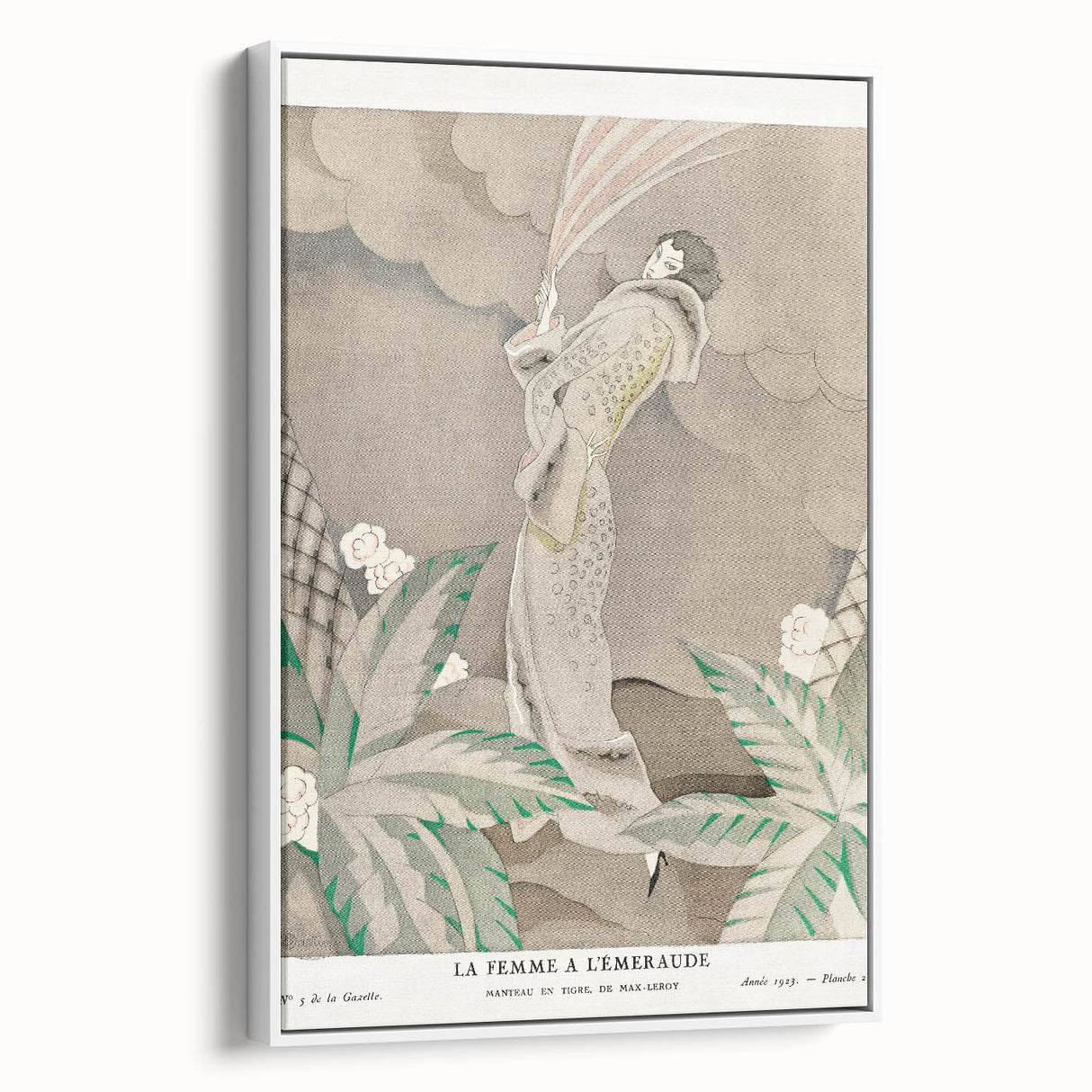 Elegant Art Deco Wall Art – 1920s Fashion Illustration with Emerald Tones