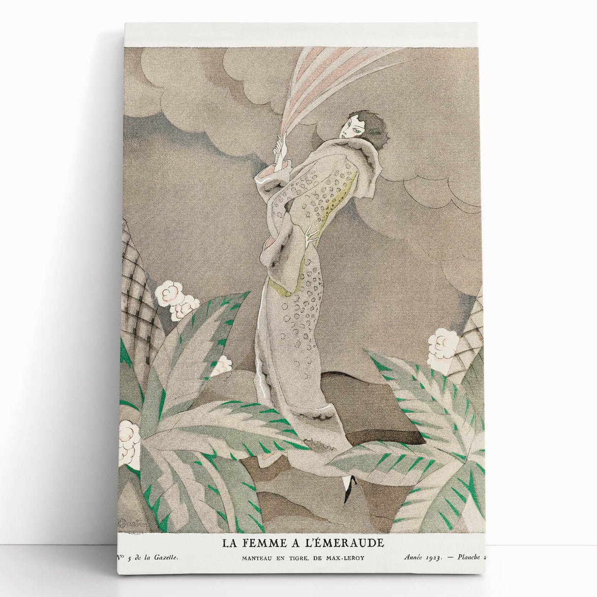 Elegant Art Deco Wall Art – 1920s Fashion Illustration with Emerald Tones