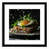 Extra large abstract art print featuring colorful, textured brush strokes on a framed black mat, ideal for living room decor.