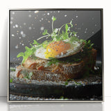 Mid-century modernist art featuring abstract shapes in pastel shades on a silver-framed acrylic, ideal for nursery wall art.