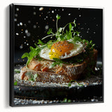 Black and white framed canvas featuring a vintage poster of landscape art, ideal for bedroom wall decor.