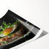 Extra large wall art featuring line art flowers in black on white, rolled print format.